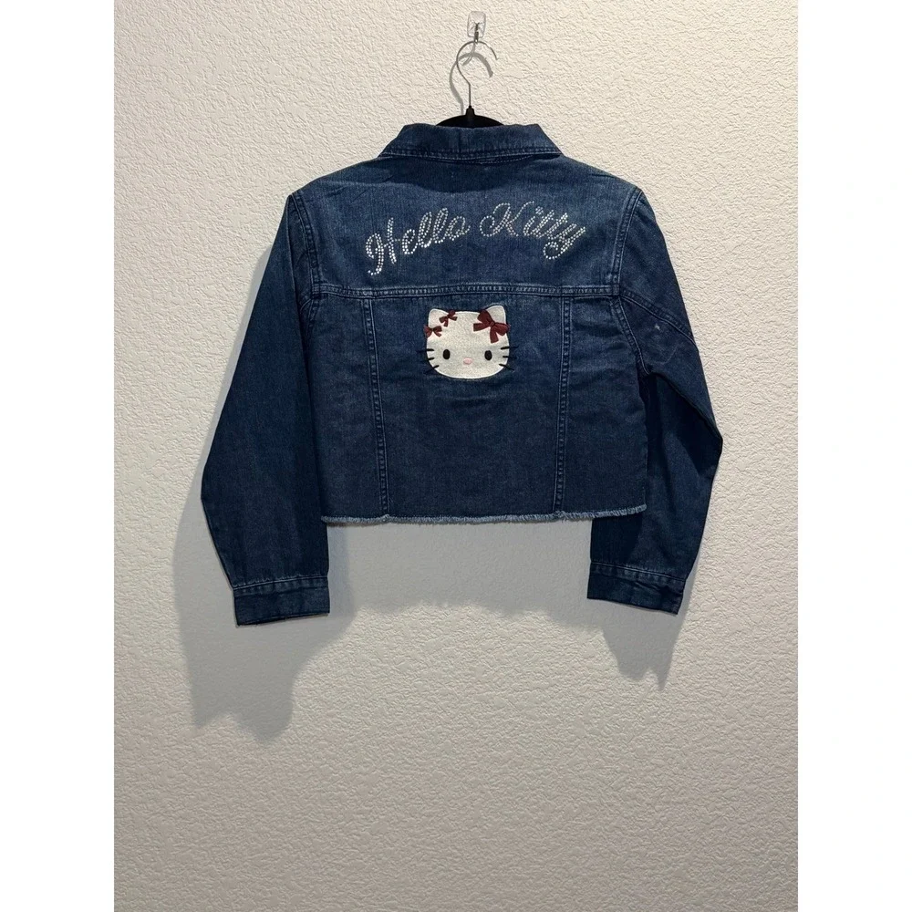 The Children's Place Kids Hello Kitty Denim Jacket Dark Wash‎ XL 14